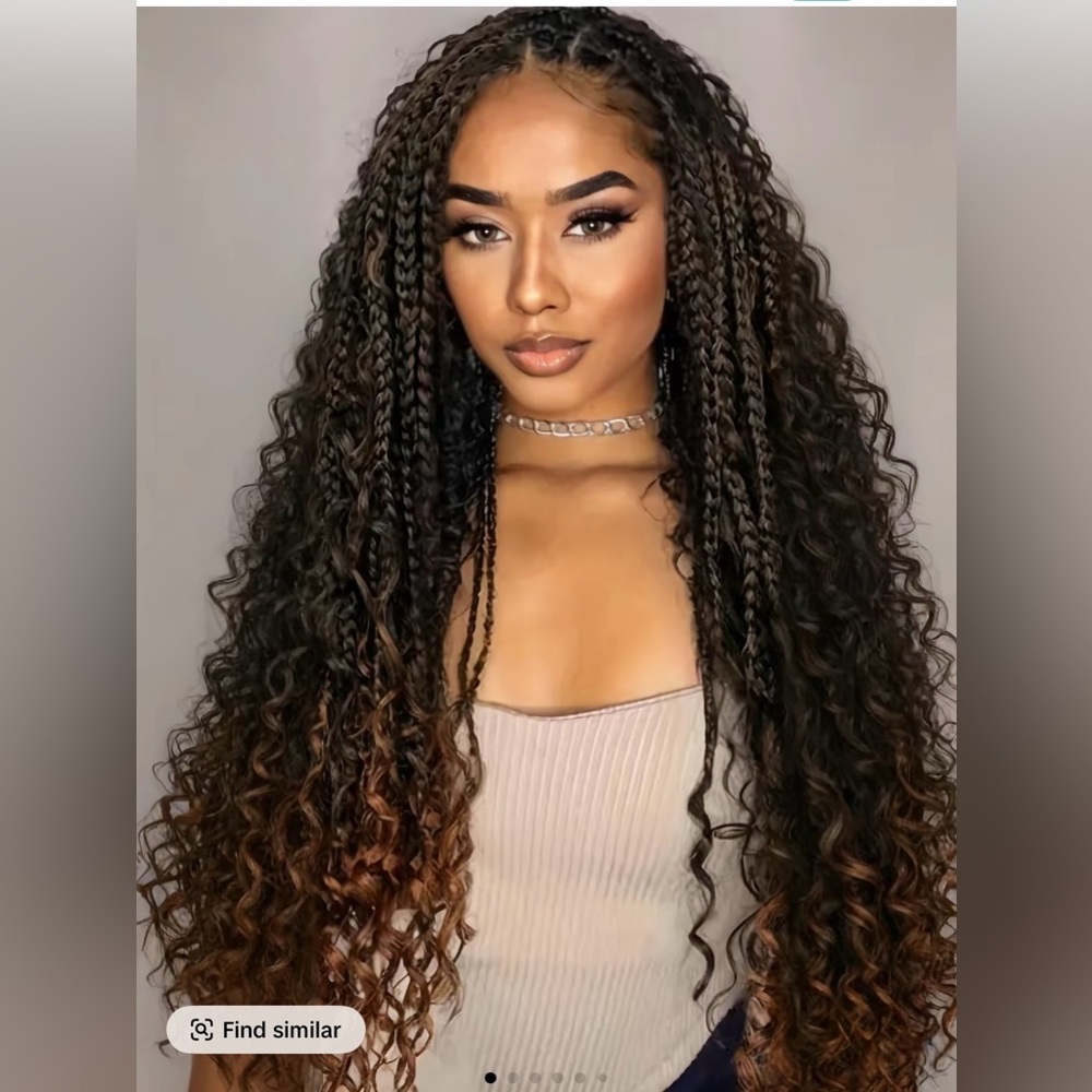Boho Box Braid Wig - 36” ombré brown to caramel
